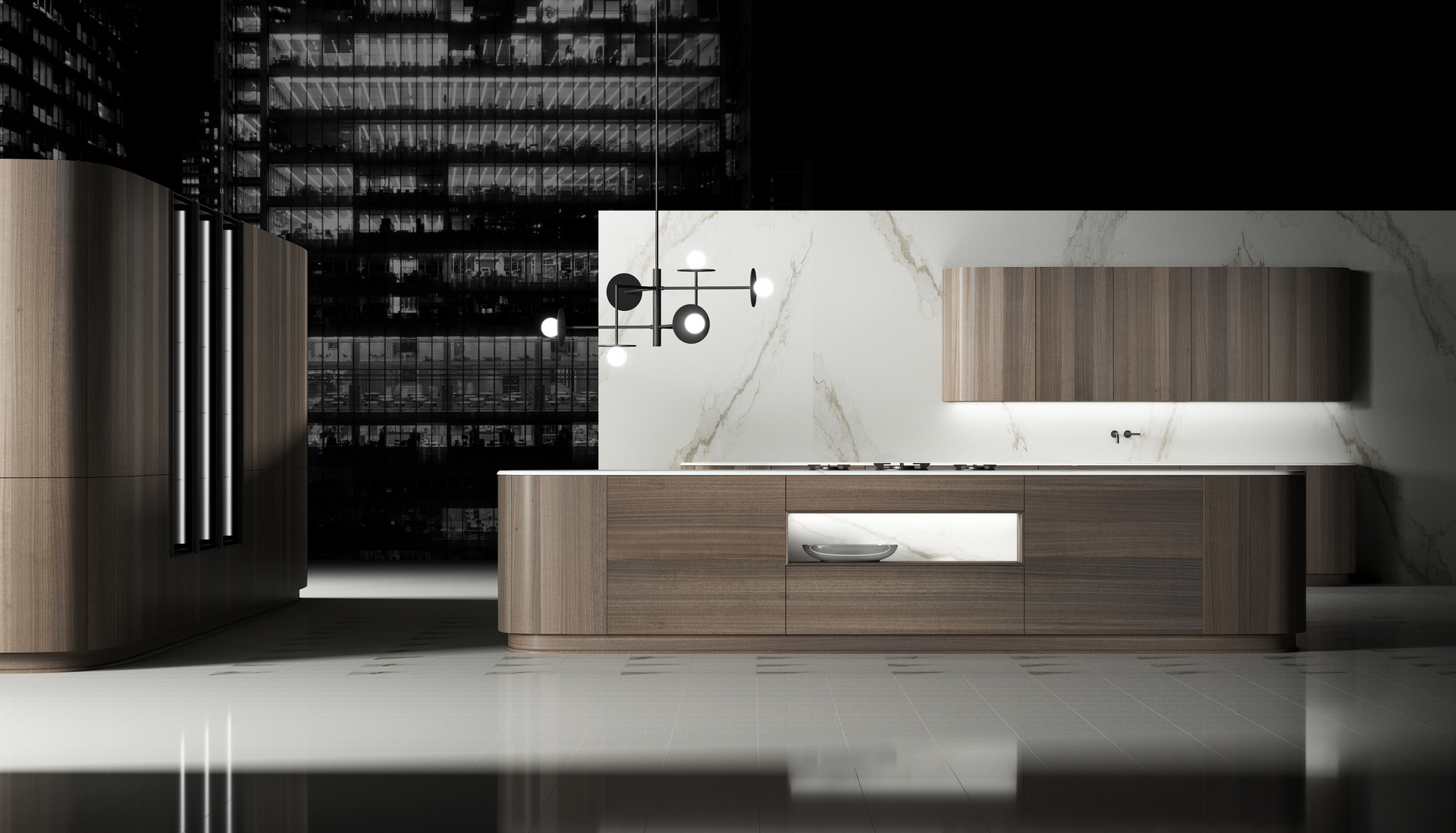 Cocina Clasica Curva Nogal