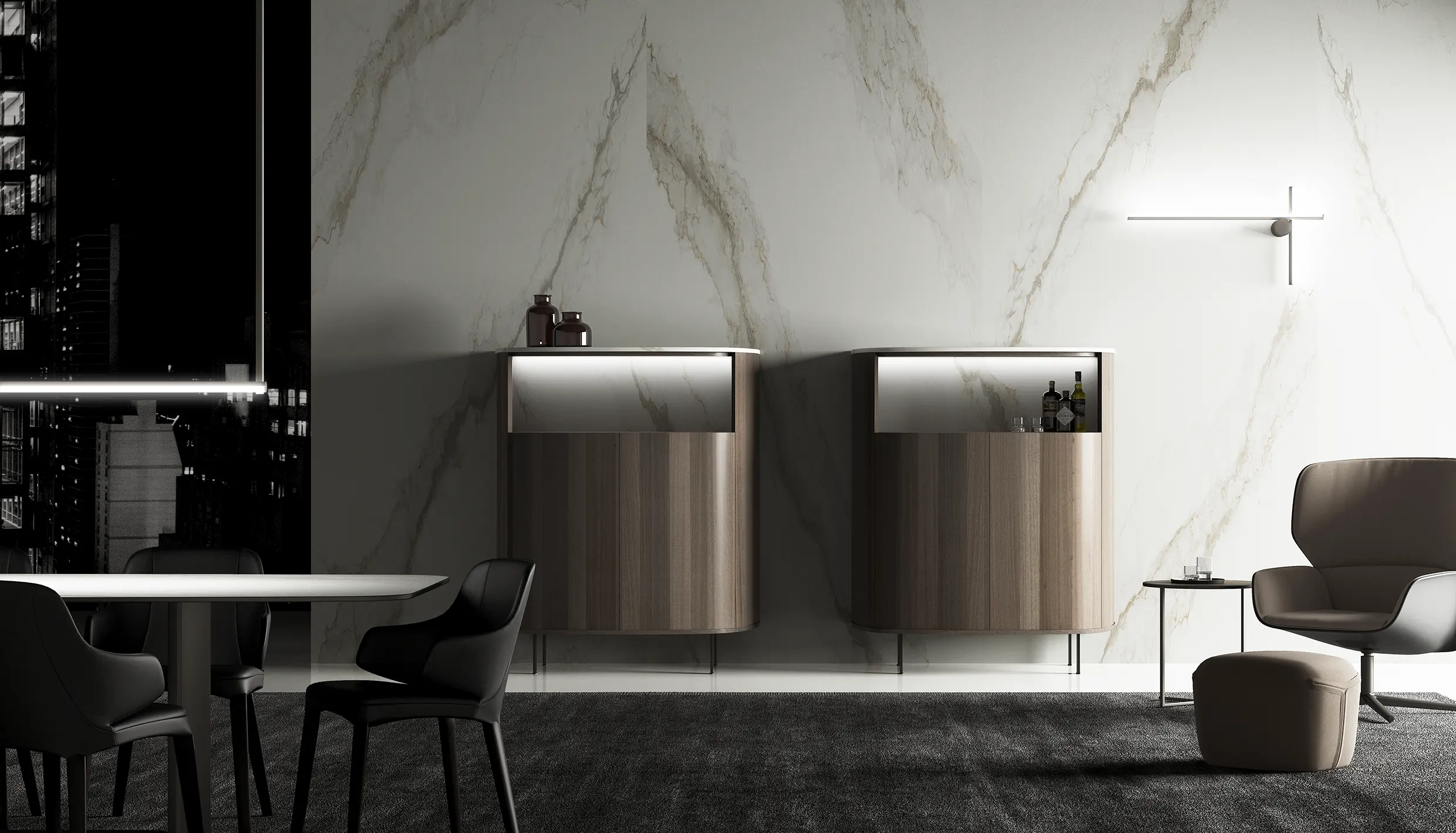 Comedor Curvo Nogal Matige